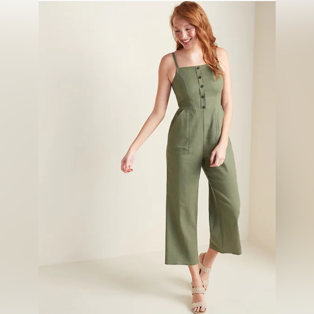 Linen Blend Jumpsuit- Size M